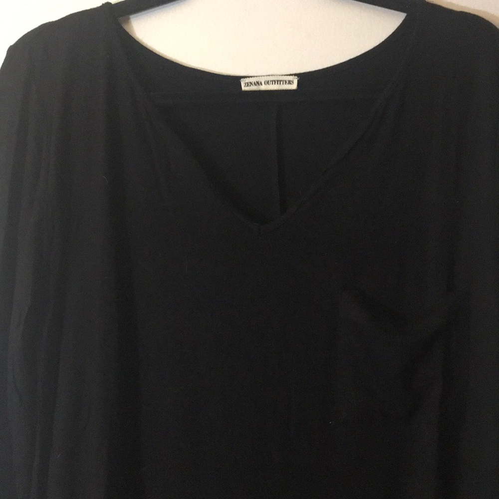 Nwot Basic Knotched Neckline Pocket Long Sleeve - image 1